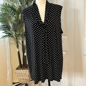 Beacon, black and white polka dot tunic, size 2x